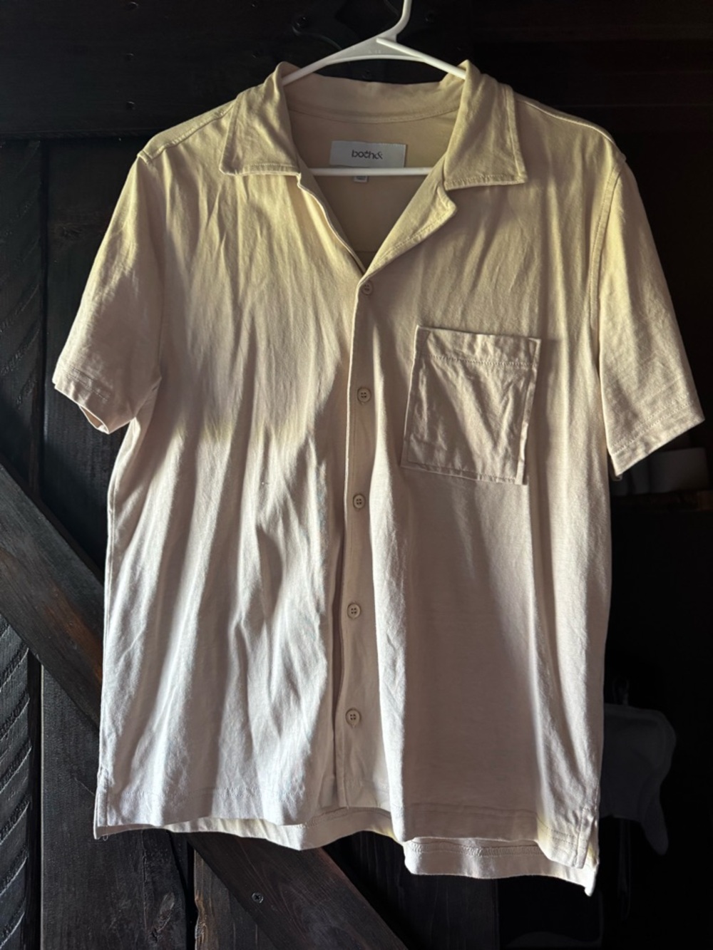 Both& Cream Short-Sleeve Button-Up Shirt